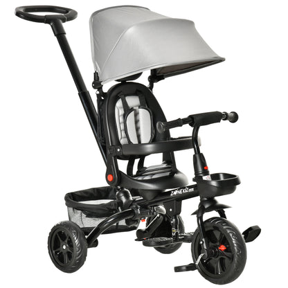 Baby Tricycle 4 In 1 Trike w/ Reversible Angle Adjustable Seat Removable Handle Canopy Handrail Belt Storage Footrest Brake Clutch for 1-5 Years Old Grey Giga GNJ Kids Toys Giga https://www.cyberehub.com