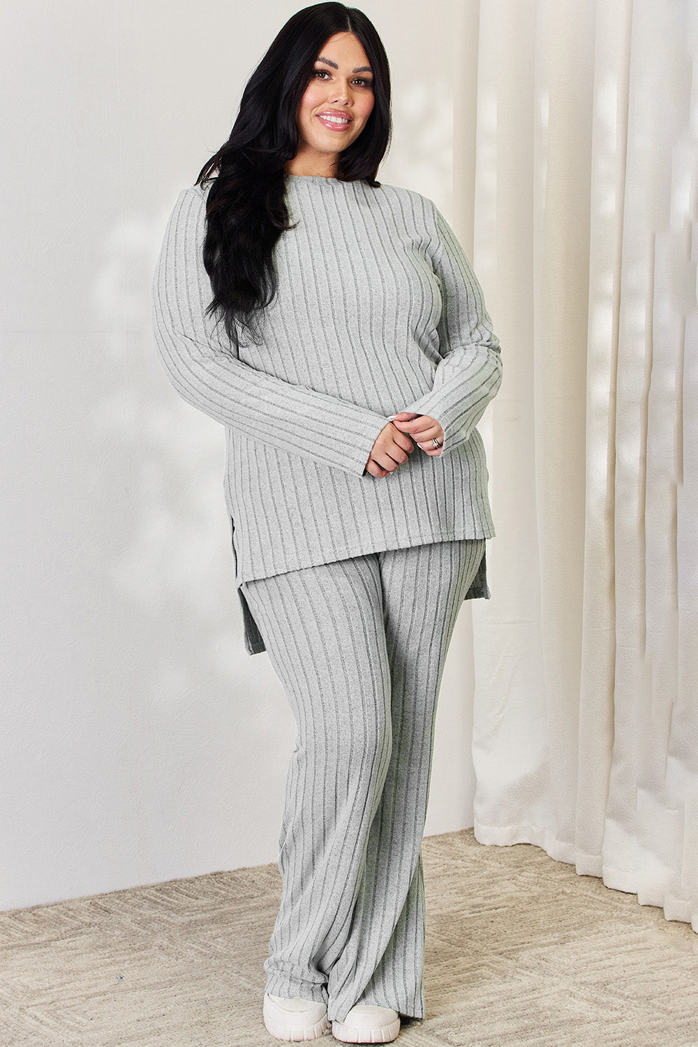 Basic Bae Full Size Ribbed High-Low Top and Wide Leg Pants Set Apparel/Tops Basic Bae Ship from USA TikTok Tops Trendsi USPS Walmart Walmart Apparel Trendsi https://www.cyberehub.com