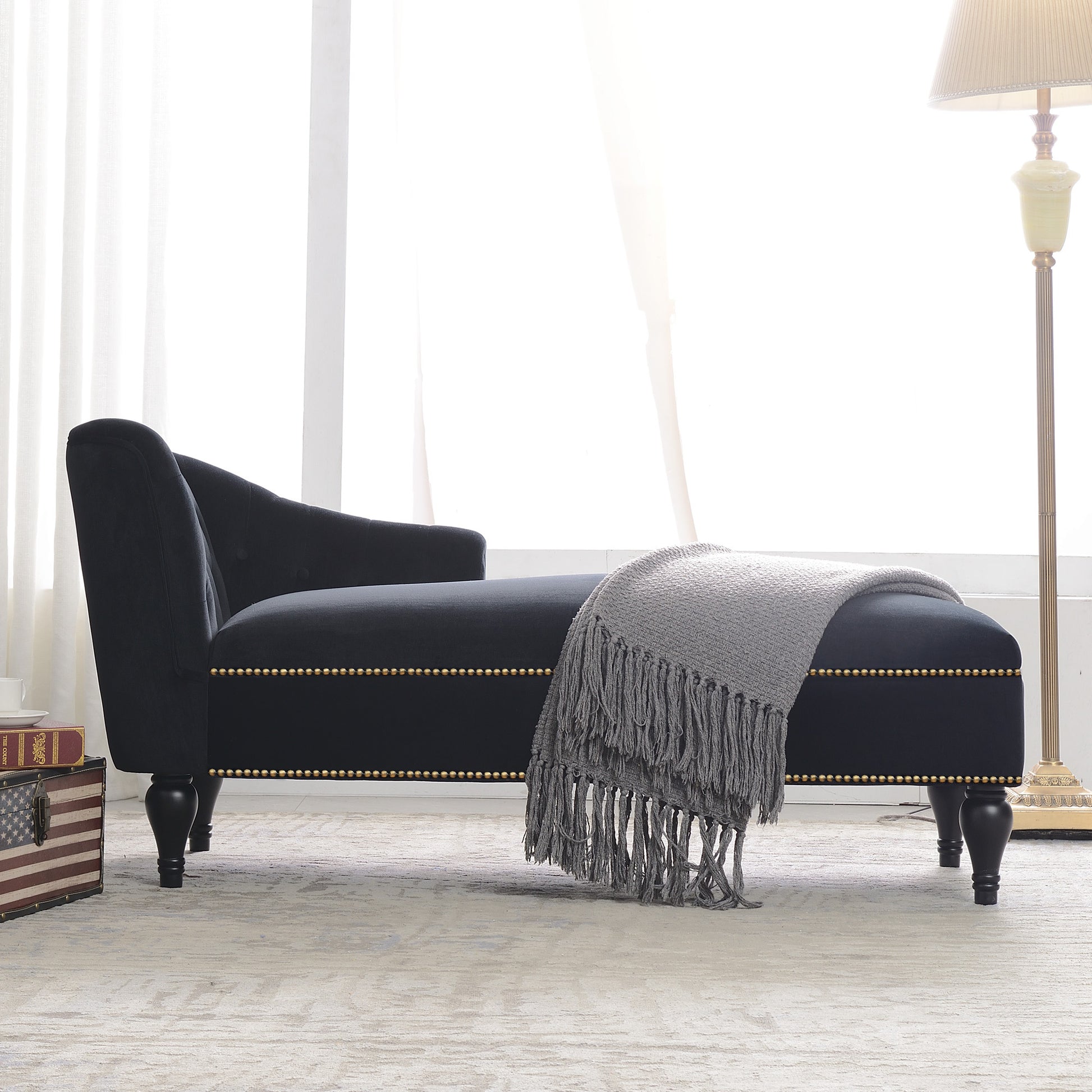 [New+Video] 58''Velvet Chaise Lounge,Button Tufted Right Arm Facing Lounge Chair with Nailhead Trim & Solid Wood Legs for Living Room or Office,Sleeper Lounge Sofa (New style of WF284880AAB) Giga GNJ Home Home & Garden Sofa Walmart Giga https://www.cyberehub.com