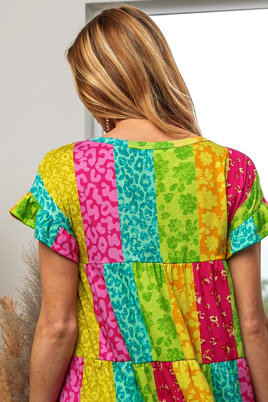 BiBi Leopard Short Sleeve Tiered Dress Apparel/Dress BiBi Dress Ship from USA TikTok Trendsi USPS Walmart Walmart Apparel Trendsi https://www.cyberehub.com