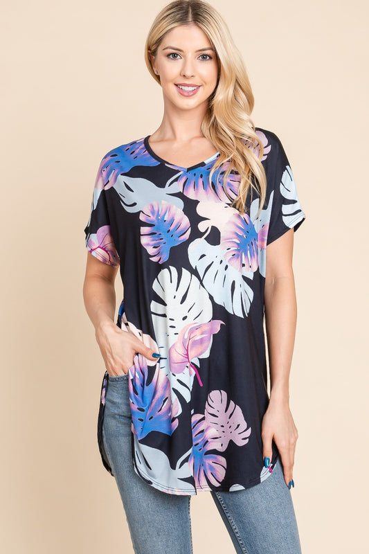 BOMBOM Printed Round Neck Short Sleeve T-Shirt Black Apparel/Tops BOMBOM Ship from USA TikTok Tops Trendsi USPS Walmart Walmart Apparel Trendsi https://www.cyberehub.com