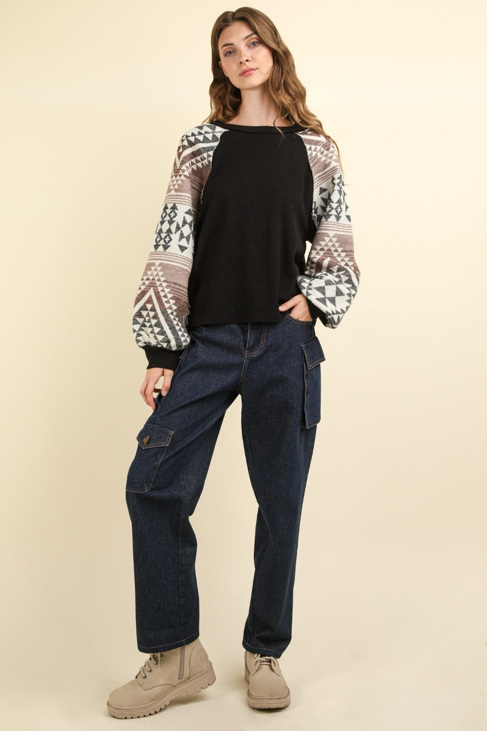 VERY J Printed Long Sleeve Round Neck Knit Top Shirt Apparel Clothing Tops Ship from USA Shirts USA VERY J Women Trendsi https://www.cyberehub.com