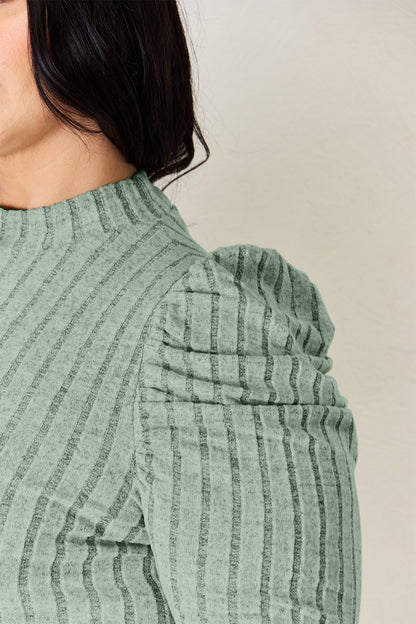 Basic Bae Full Size Ribbed Mock Neck Puff Sleeve T-Shirt Apparel/Tops Basic Bae Ship from USA TikTok Tops Trendsi USPS Walmart Walmart Apparel Trendsi https://www.cyberehub.com