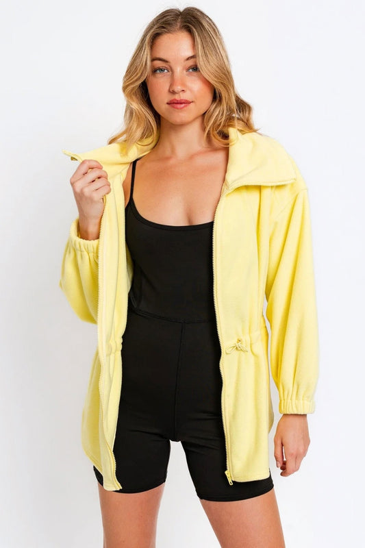 Le Lis Zip Up Waist Drawstring Soft Fleece Jacket Citron Yellow Shirt Apparel Clothing Tops Ship from USA Shirts Tasha apparel USA Women Trendsi https://www.cyberehub.com