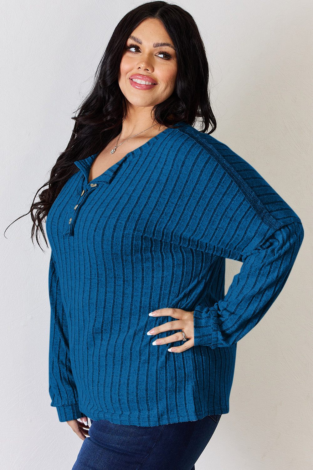 Basic Bae Full Size Ribbed Half Button Long Sleeve T-Shirt Apparel/Tops Basic Bae Ship from USA TikTok Tops Trendsi USPS Walmart Walmart Apparel Trendsi https://www.cyberehub.com