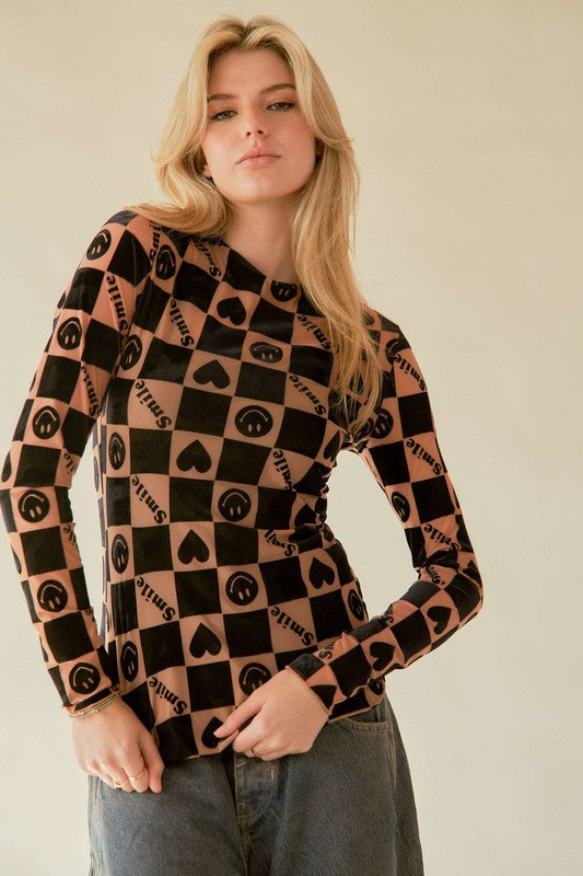 Davi & Dani Heart Print Long Sleeve Top Black Apparel/Tops Davi & Dani Ship from USA TikTok Tops Trendsi USPS Walmart Walmart Apparel Trendsi https://www.cyberehub.com
