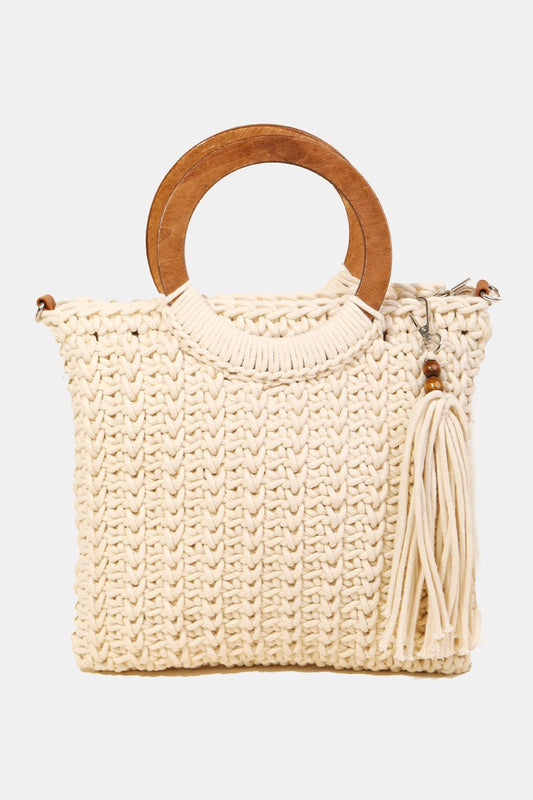 Fame Crochet Knit Convertible Tote Bag with Tassel IV One Size Fame Accessories Ship from USA TikTok USA Trendsi https://www.cyberehub.com