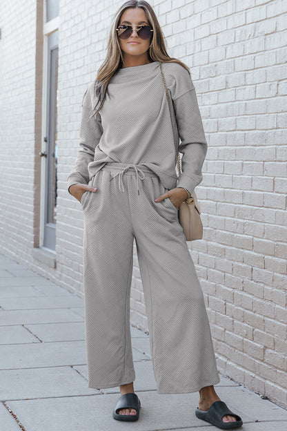 Double Take Full Size Textured Long Sleeve Top and Drawstring Pants Set Light Gray Apparel/Tops Double Take Ship from USA TikTok Tops Trendsi USPS Walmart Walmart Apparel Trendsi https://www.cyberehub.com