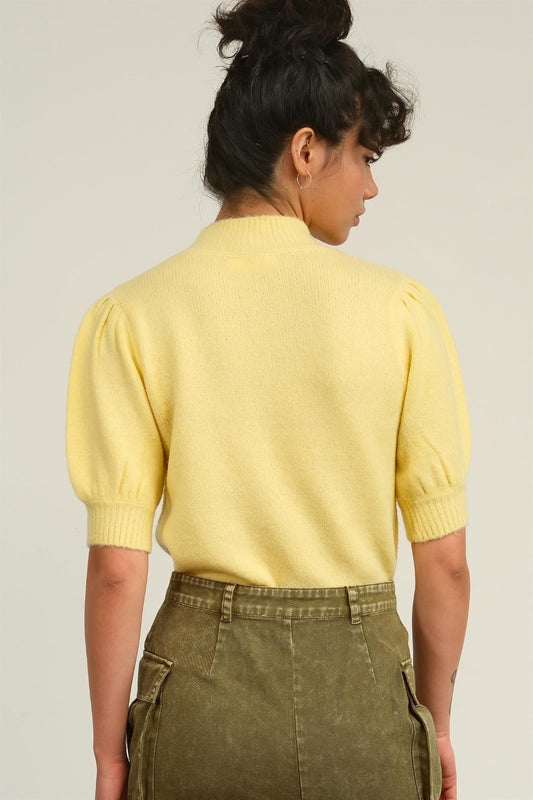 HYFVE Mock Neck Puff Sleeve Sweater Shirt Apparel Clothing Tops HYFVE Ship from USA Shirts USA Women Trendsi https://www.cyberehub.com