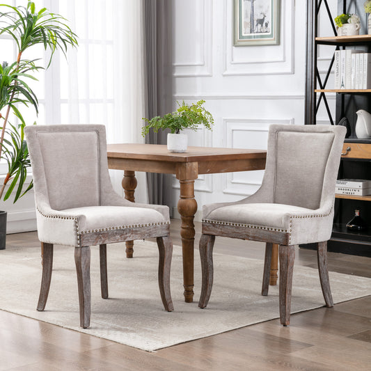 A&A Furniture,Ultra Side Dining Chair，Thickened fabric chairs with neutrally toned solid wood legs， Bronze nail head，Set of 2，Beige Furniture Giga GNJ Home Home & Garden Home Goods Walmart Giga https://www.cyberehub.com