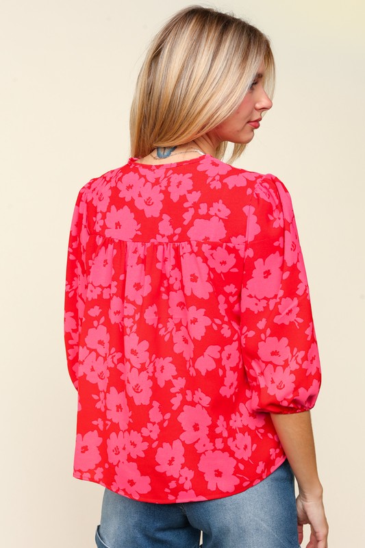 Haptics Full Size Ribbon Bow Floral Balloon Sleeve Blouse Apparel Apparel Haptics Ship from USA TikTok Trendsi Trendsi https://www.cyberehub.com