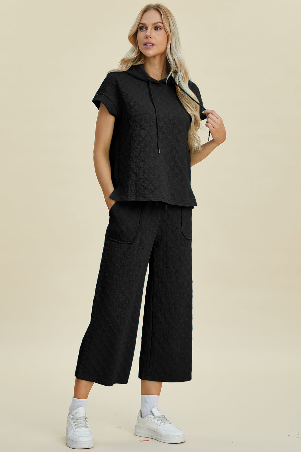Double Take Full Size Texture Drawstring Short Sleeve Hoodie and Pocketed Pants Set Tops/Jackets/Sweaters Clothing Tops Double Take Ship from USA TikTok Trendsi USPS Walmart Trendsi https://www.cyberehub.com