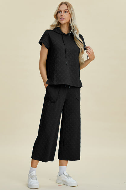 Double Take Full Size Texture Drawstring Short Sleeve Hoodie and Pocketed Pants Set Tops/Jackets/Sweaters Clothing Tops Double Take Ship from USA TikTok Trendsi USPS Walmart Trendsi https://www.cyberehub.com