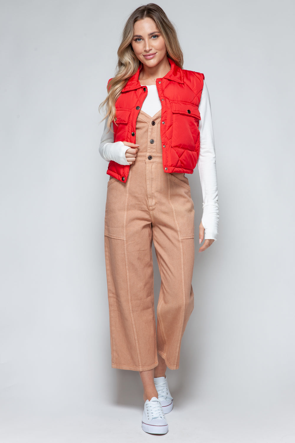 Snobbish Snap Down Quilted Crop Vest Shirt Apparel Clothing Tops Ship from USA Shirts Snobbish USA Women Trendsi https://www.cyberehub.com