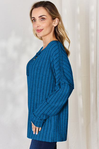 Basic Bae Full Size Ribbed Half Button Long Sleeve T-Shirt Apparel/Tops Basic Bae Ship from USA TikTok Tops Trendsi USPS Walmart Walmart Apparel Trendsi https://www.cyberehub.com