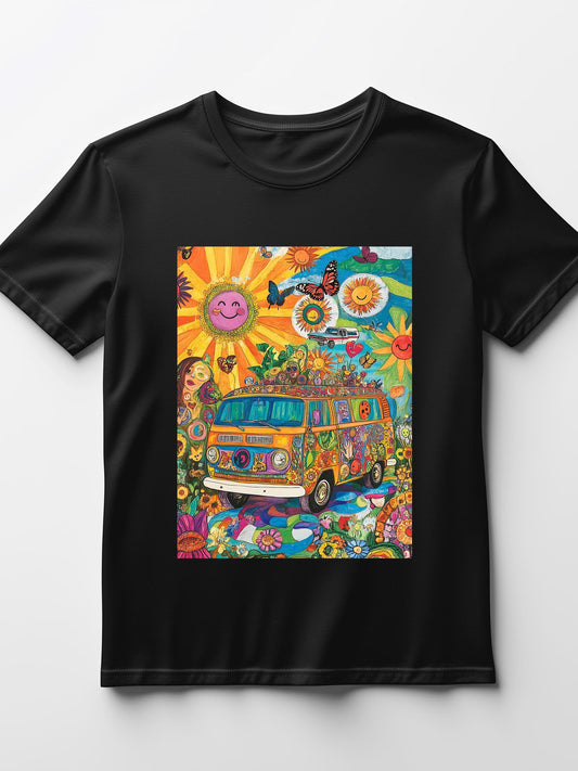 Women's Graphic T-Shirt - Vibrant Retro Psychedelic Van Design Apparel/Shirt/Graphic Cj Graphic Shirt SNULLO Yodel SNULLO https://www.cyberehub.com