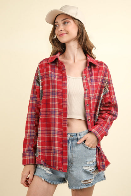 VERY J Contrast Plaid Raw Detail Shirt Tops/Jackets/Sweaters Clothing Tops Ship from USA TikTok Trendsi USPS VERY J Walmart Trendsi https://www.cyberehub.com