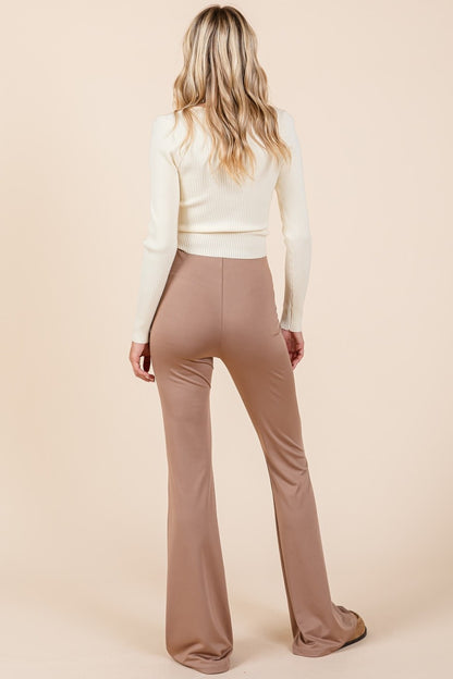 Mittoshop Stretchy Soft Elastic Waist Flare Pants Bottoms Bottoms Clothing Mittoshop Ship from USA Women Trendsi https://www.cyberehub.com