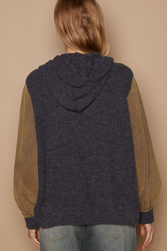 POL Contrast Square Patch Pattern Hooded Zipper Jacket Shirt Apparel Clothing Tops POL Ship from USA Shirts USA Women Trendsi https://www.cyberehub.com