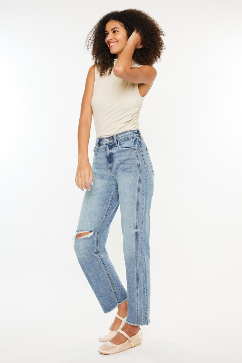 Kancan Ultra High Rise Distressed Straight Jeans Bottoms Bottoms Clothing Kancan Ship from USA Women Trendsi https://www.cyberehub.com