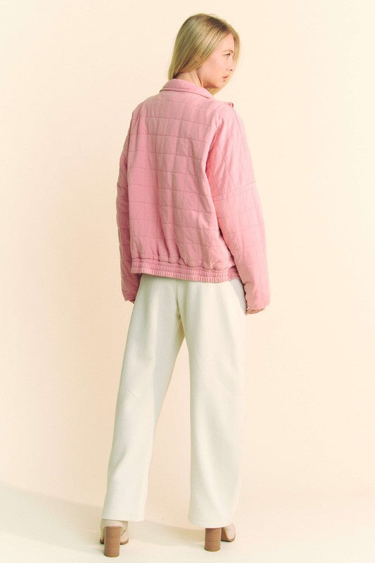 Davi & Dani Quilted Zip Up Dropped Shoulder Jacket Apparel Apparel Davi & Dani Ship from USA TikTok Trendsi Trendsi https://www.cyberehub.com