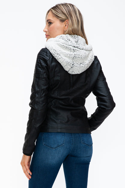YMI Removable Faux Layered Multi-Pocket Jacket with Fuzzy Hood Apparel Featured Ship from USA Tiktok Trendsi USA USPS Walmart YMI outerwear Trendsi https://www.cyberehub.com