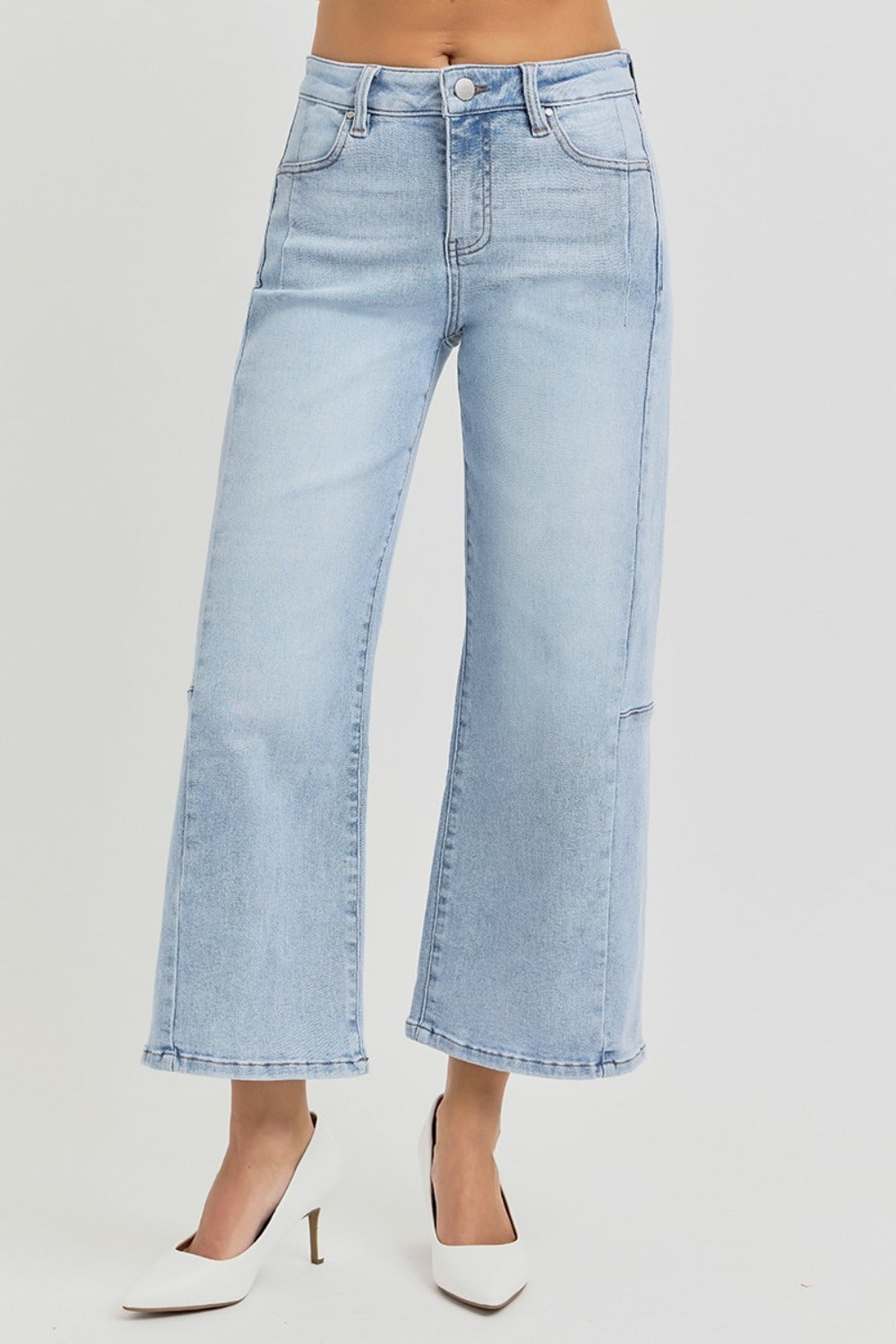RISEN Full Size High Rise Seamed Detail Wide Leg Crop Jeans Bottoms Bottoms Clothing RISEN Ship from USA Women Trendsi https://www.cyberehub.com