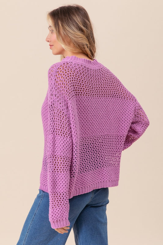BiBi Openwork Long Sleeve Knit Top Shirt Apparel BiBi Clothing Tops Ship from USA Shirts USA Women Trendsi https://www.cyberehub.com