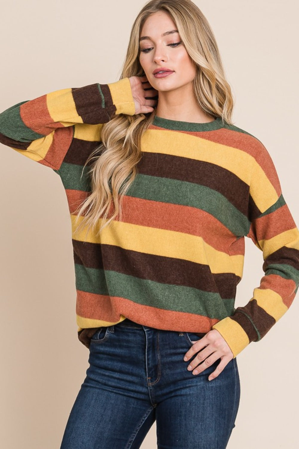 BOMBOM Multi-Color Striped Knit Top Tops/Jackets/Sweaters BOMBOM Clothing Tops Ship from USA TikTok Trendsi USPS Walmart Trendsi https://www.cyberehub.com
