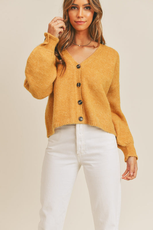 MABLE Long Sleeve Button Down Sweater Cardigan Mustard Shirt Apparel Clothing Tops MABLE Ship from USA Shirts USA Women Trendsi https://www.cyberehub.com
