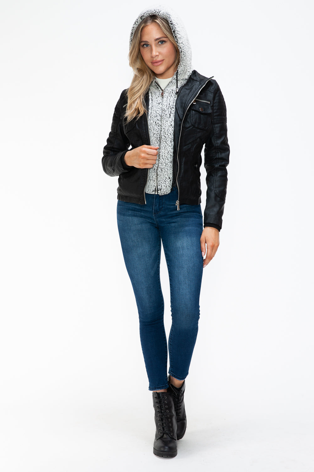 YMI Removable Faux Layered Multi-Pocket Jacket with Fuzzy Hood Apparel Featured Ship from USA Tiktok Trendsi USA USPS Walmart YMI outerwear Trendsi https://www.cyberehub.com