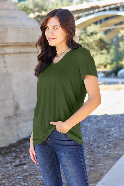 Basic Bae Full Size V-Neck Short Sleeve T-Shirt Matcha Green Apparel/Tops Basic Bae Ship from USA TikTok Tops Trendsi USPS Walmart Walmart Apparel Trendsi https://www.cyberehub.com