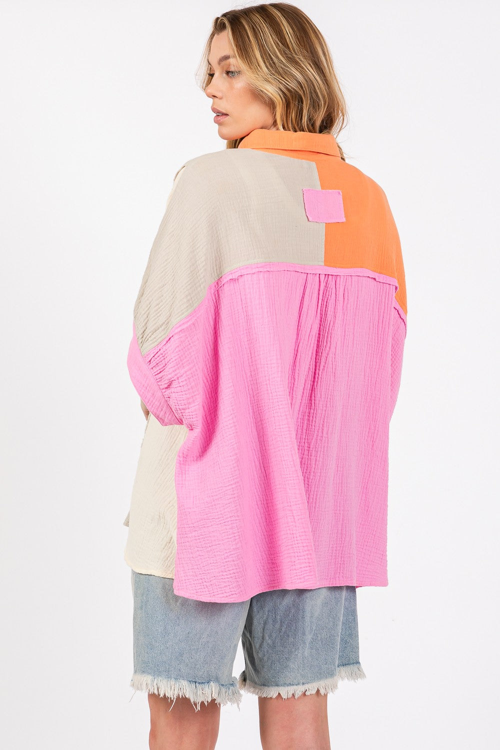 SAGE + FIG Full Size Color Block Button-Down Shirt Tops/Jackets/Sweaters Clothing Tops SAGE+FIG Ship from USA TikTok Trendsi USPS Walmart Trendsi https://www.cyberehub.com