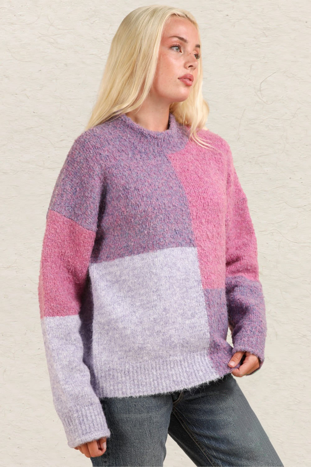 VERY J Color Block Mock Neck Drop Shoulder Sweater Shirt Apparel Clothing Tops price-change-job-active Ship from USA Shirts USA VERY J Women Trendsi https://www.cyberehub.com
