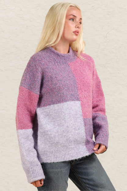 VERY J Color Block Mock Neck Drop Shoulder Sweater Shirt Apparel Clothing Tops price-change-job-active Ship from USA Shirts USA VERY J Women Trendsi https://www.cyberehub.com