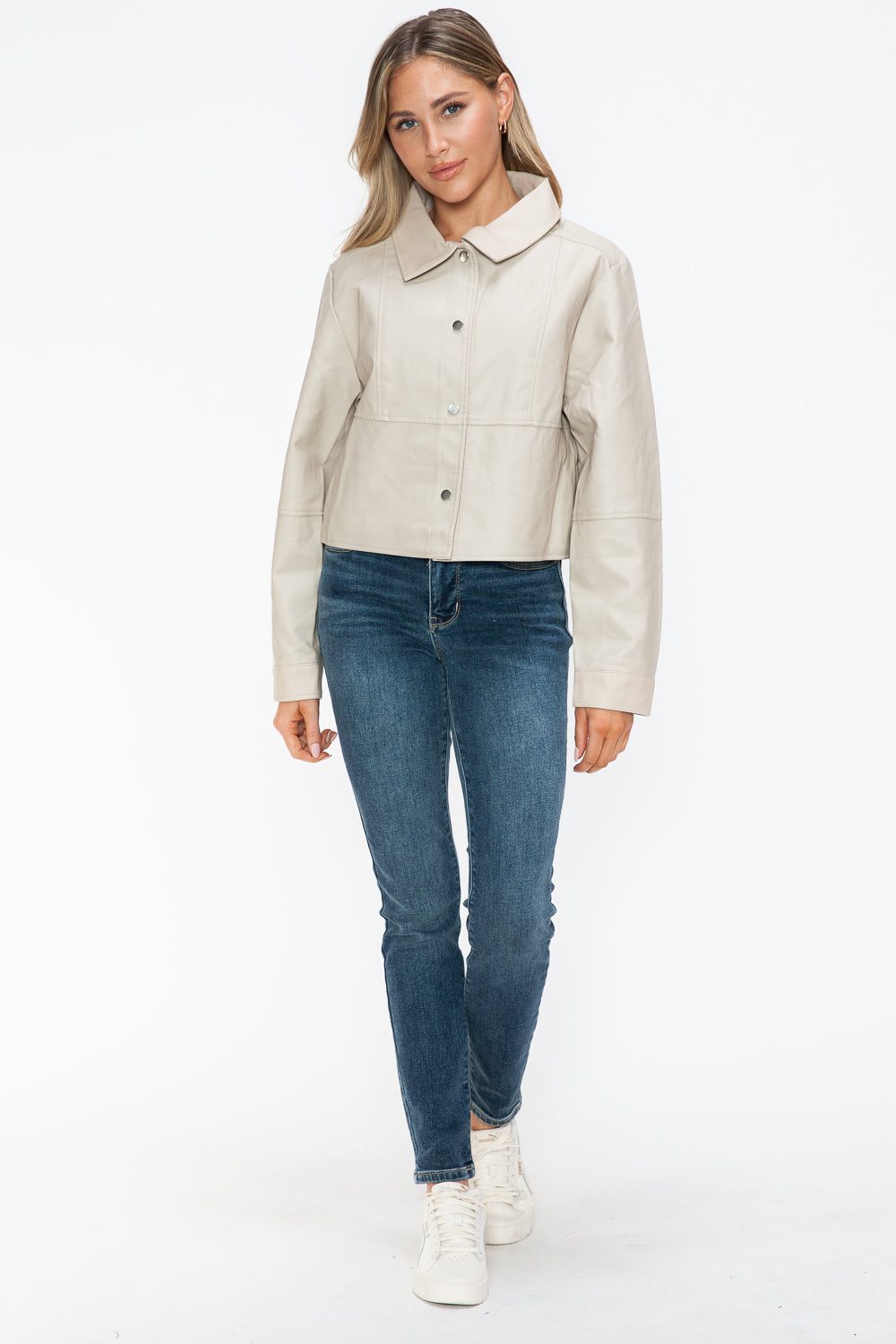 Snobbish Snap Down Long Sleeve PU Leather Jacket Tops/Jackets/Sweaters Clothing Tops Ship from USA Snobbish TikTok Trendsi USPS Walmart Trendsi https://www.cyberehub.com