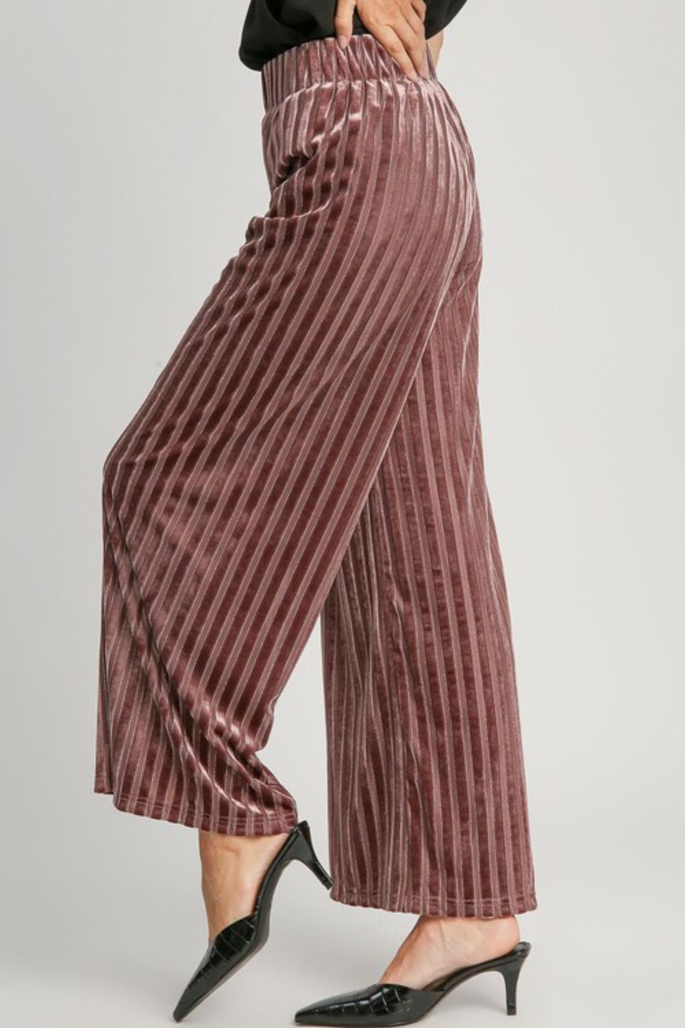Umgee Full Size Elastic Waist Striped Wide Leg Velvet Pants Apparel Apparel Ship from USA TikTok Trendsi Umgee USA Trendsi https://www.cyberehub.com