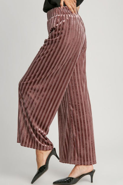 Umgee Full Size Elastic Waist Striped Wide Leg Velvet Pants Apparel Apparel Ship from USA TikTok Trendsi Umgee USA Trendsi https://www.cyberehub.com