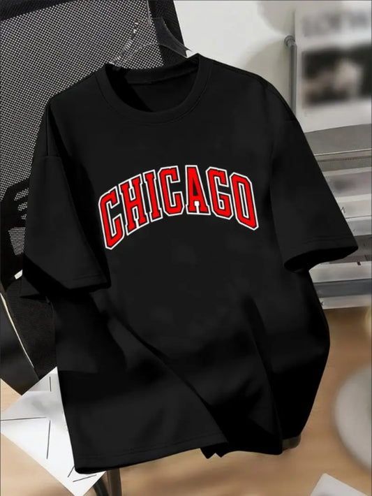 CHICAGO Print Engaging Visuals, Casual Short Sleeve T-Shirts For Boys - Cool, Lightweight And Comfy Summer Clothes Apparel/Shirt/Graphic Shirt SNULLO https://www.cyberehub.com