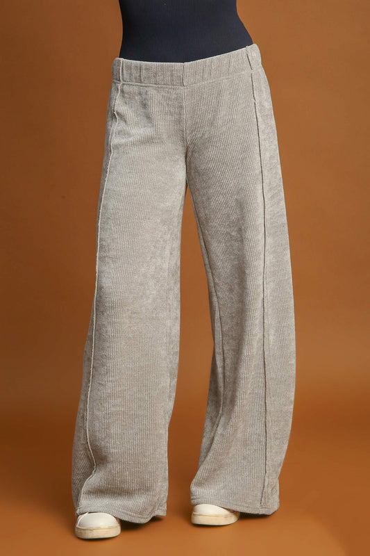 Umgee Elastic Waist Wide Leg Pants Light Gray Apparel Apparel Ship from USA TikTok Trendsi Umgee USA Trendsi https://www.cyberehub.com