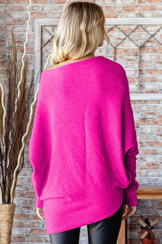 First Love Full Size Asymmetrical Hem Dolman Sleeve Sweater Shirt Apparel Clothing Tops First Love Ship from USA Shirts USA Women Trendsi https://www.cyberehub.com