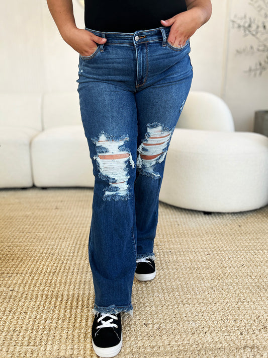 Judy Blue Full Size Mid Rise Distressed Raw Hem Jeans Bottoms Bottoms Clothing Judy Blue Ship from USA Women Trendsi https://www.cyberehub.com