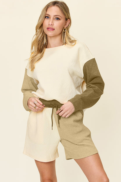 Double Take Full Size Contrast Drop Shoulder Top and Shorts Set Khaki Apparel/Tops Double Take Ship from USA TikTok Tops Trendsi USPS Walmart Walmart Apparel Trendsi https://www.cyberehub.com