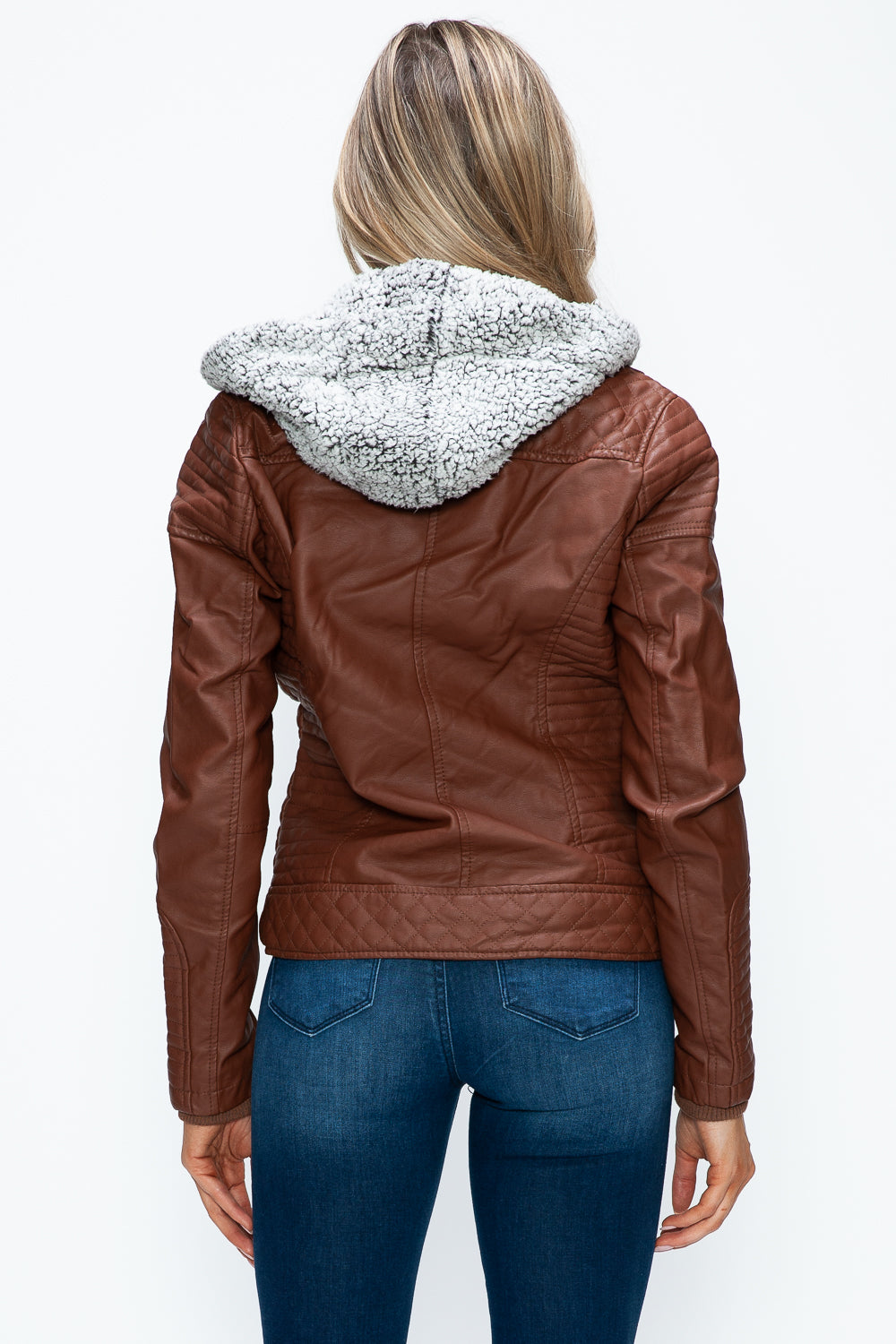 YMI Faux Layered Double-Zipper Jacket with Fuzzy Hood Tops/Jackets/Sweaters Clothing Tops Ship from USA TikTok Trendsi USPS Walmart YMI outerwear Trendsi https://www.cyberehub.com