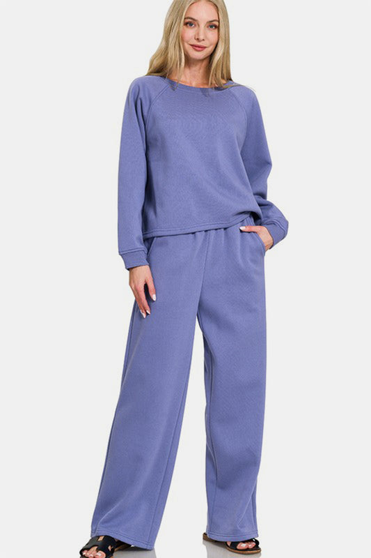 Zenana Round Neck Raglan Sleeve Top and Elastic Waist Pants Set Dusty Blue Apparel/Tops Ship from USA TikTok Tops Trendsi USPS Walmart Walmart Apparel Zenana Trendsi https://www.cyberehub.com