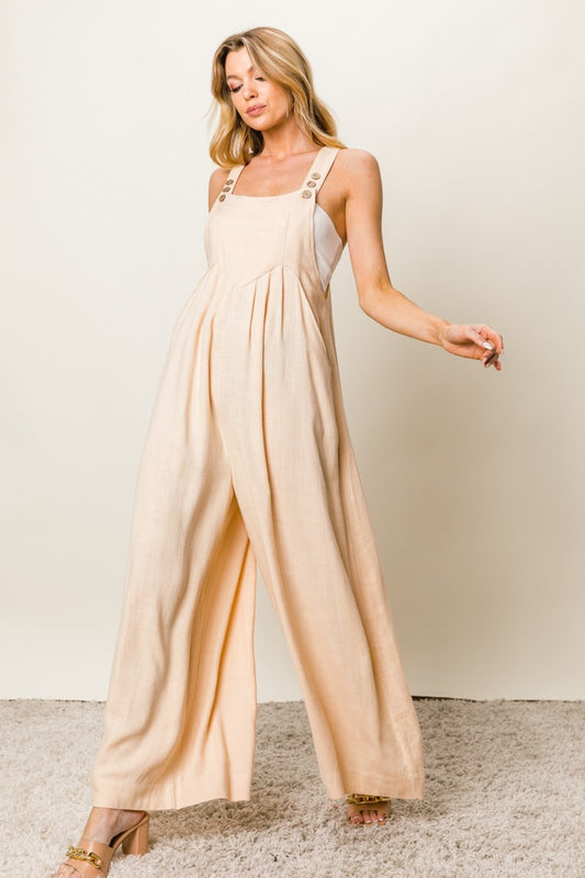 BiBi Texture Sleeveless Wide Leg Jumpsuit Oatmeal Apparel/Tops BiBi Ship from USA TikTok Tops Trendsi USPS Walmart Walmart Apparel Trendsi https://www.cyberehub.com