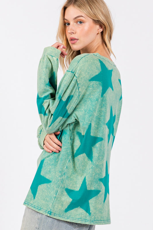 SAGE + FIG Mineral Wash Star Pattern T-Shirt Apparel/Tops SAGE+FIG Ship from USA TikTok Tops Trendsi USPS Walmart Walmart Apparel Trendsi https://www.cyberehub.com