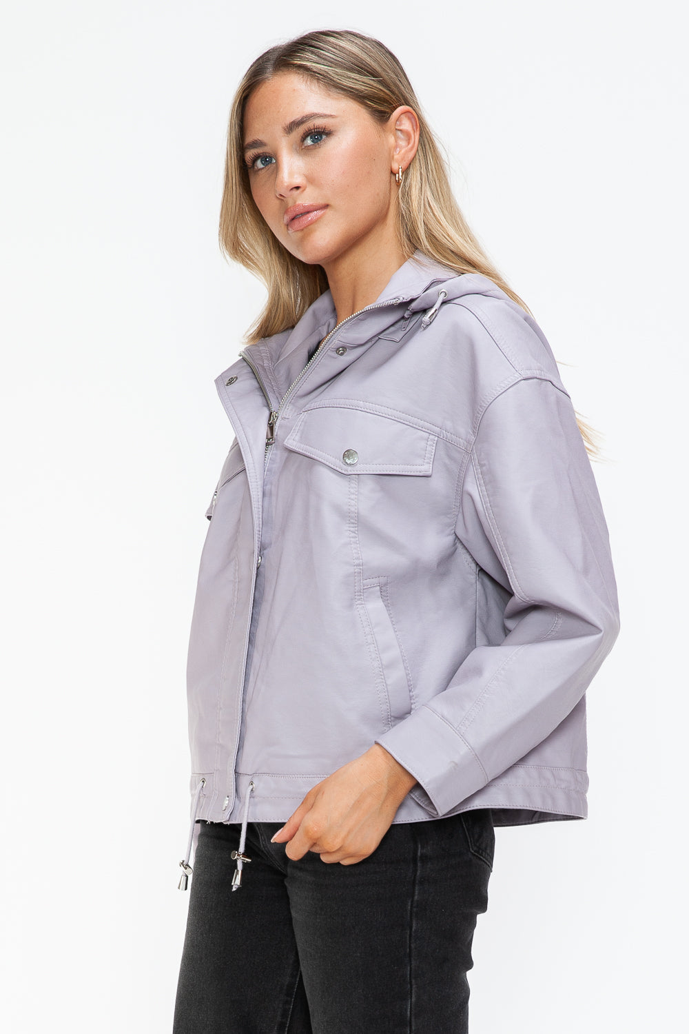How Dare U Drawstring Hem PU Leather Zip Up Jacket Apparel Featured How Dare U Ship from USA Tiktok Trendsi USA USPS Walmart Trendsi https://www.cyberehub.com