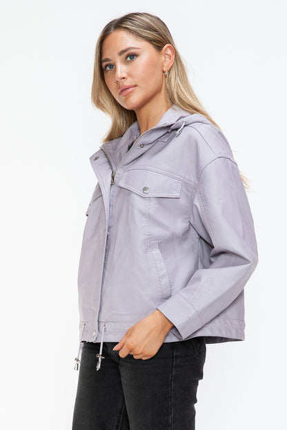 How Dare U Drawstring Hem PU Leather Zip Up Jacket Apparel Featured How Dare U Ship from USA Tiktok Trendsi USA USPS Walmart Trendsi https://www.cyberehub.com