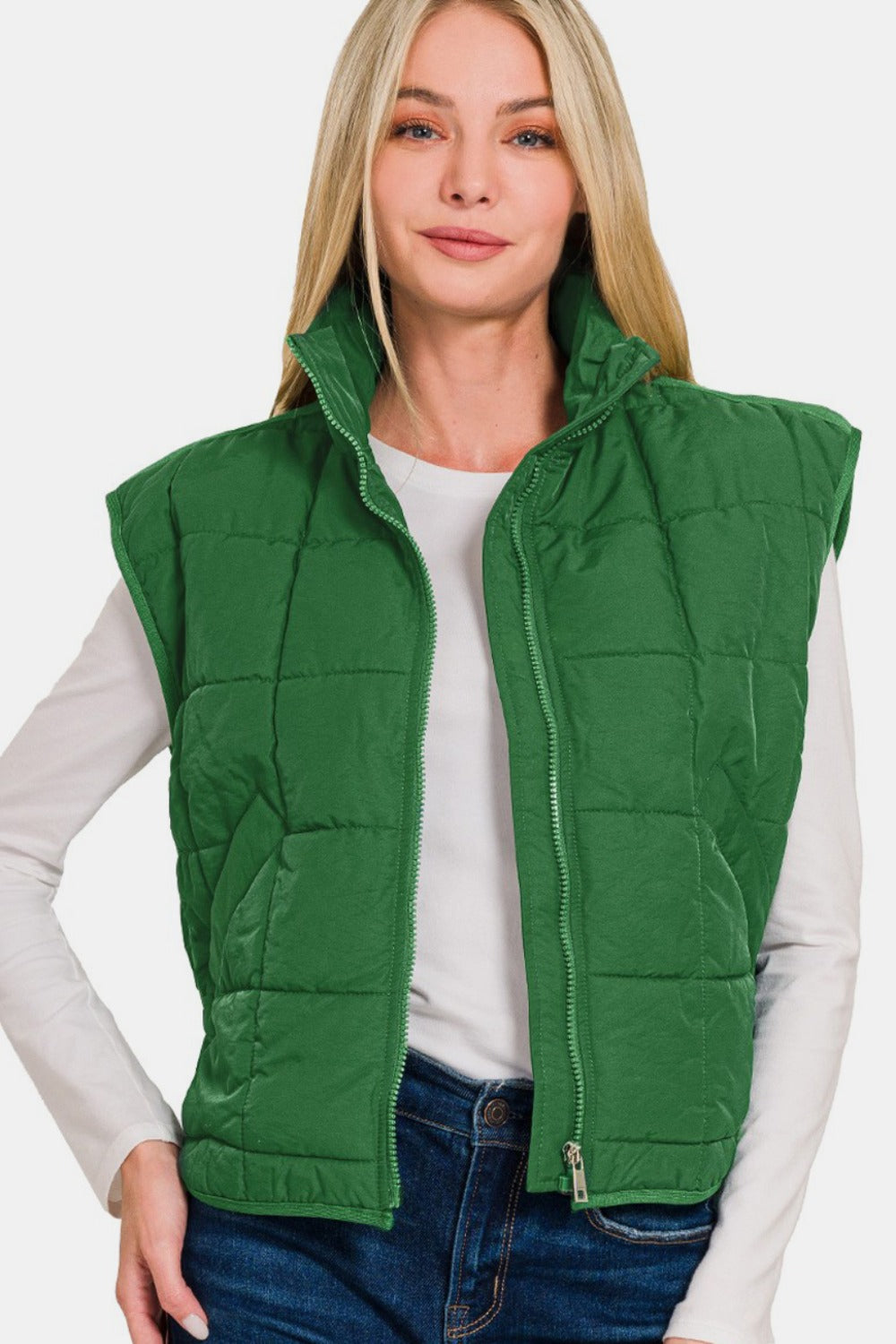 Zenana Zip Up Cropped Puffer Vest with Pockets Tops/Jackets/Sweaters Clothing Tops Ship from USA TikTok Trendsi USPS Walmart Zenana Trendsi https://www.cyberehub.com
